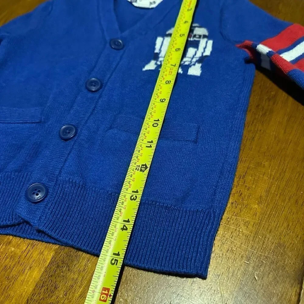 Star Wars R2D2 GAP Kids Boys Wool Blend Button up Cardigan Sweater Toddler Sz 2